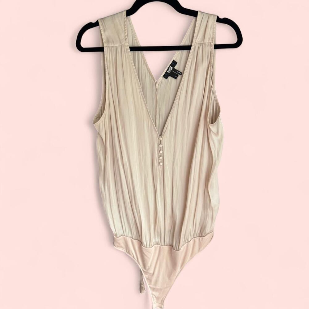 PAIGE Pressley Satin Blush Pink Bodysuit size XL